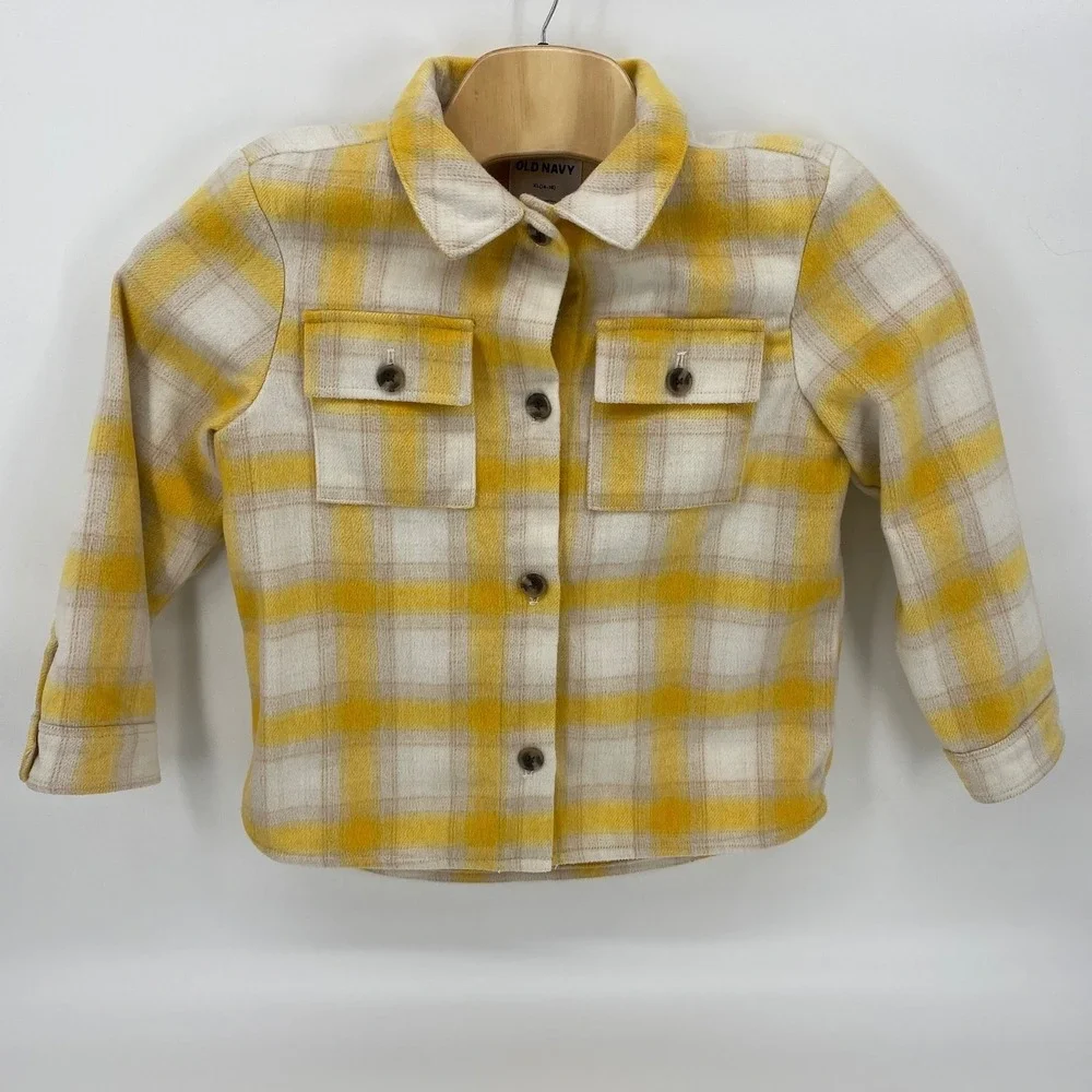 Old Navy Jacket XL Yellow Plaid Excellent Wool Blend Button Front Jacket